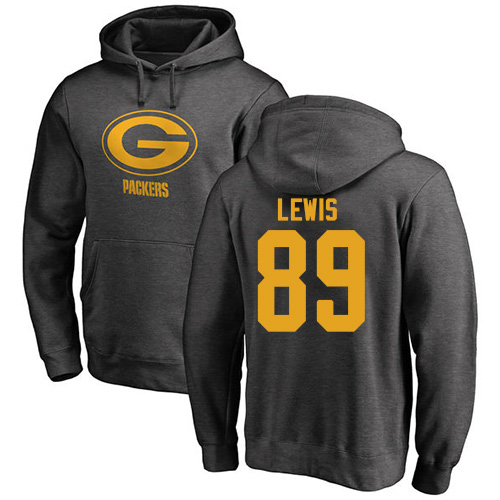 Men Green Bay Packers Ash 89 Lewis Marcedes One Color Nike NFL Pullover Hoodie Sweatshirts